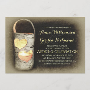 Invitations de mariage à la bougie de l'arbre rust