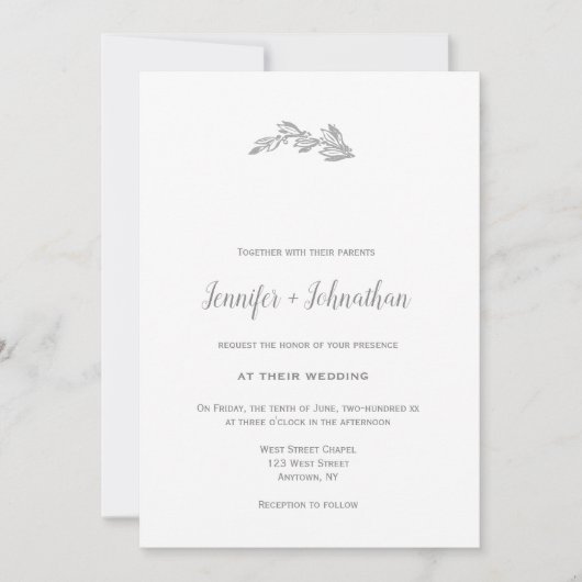Invitations de mariage à la branche grise (Devant)