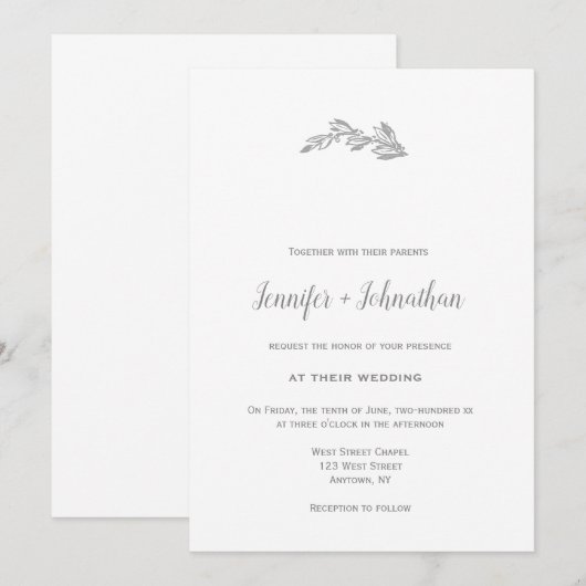 Invitations de mariage à la branche grise (Devant / Derrière)