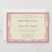 Invitations de mariage à la crème d'ivoire du Rose (Devant)