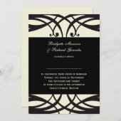 Invitations de mariage à la crème noire Art Déco (Devant / Derrière)