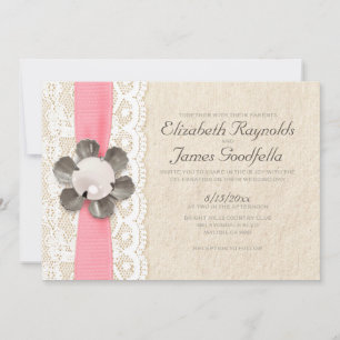 Invitations de mariage à la dentelle et aux perles