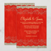 Invitations de mariage à la dentelle rouge et doré (Devant / Derrière)