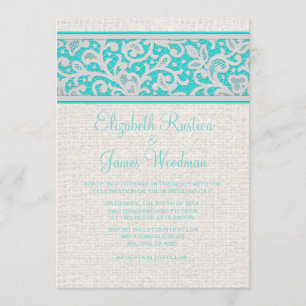 Invitations de mariage à la dentelle Turquoise de 