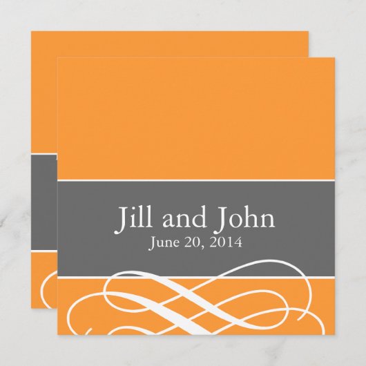 Invitations de mariage à la flamme moderne Orange (Devant / Derrière)
