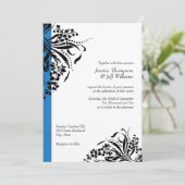 Invitations de mariage à la floraison bleue et noi (Debout devant)