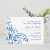 Invitations de mariage à la floraison bleue royale (Debout devant)