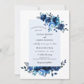 Invitations de mariage à la florale bleue (Devant)