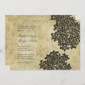 Invitations de mariage à la florale noire (Devant / Derrière)