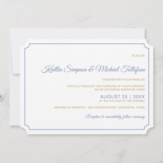 Invitations de mariage à la frontière de base - gr (Devant)