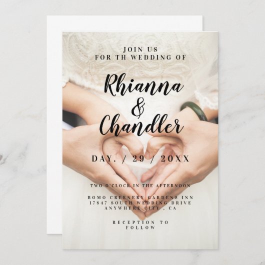 invitations de mariage à la menthe (Devant / Derrière)