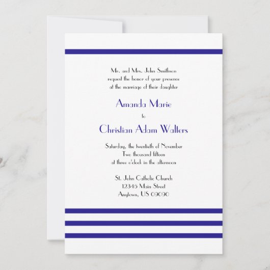 Invitations de mariage à la mode (bleu marine) (Devant)