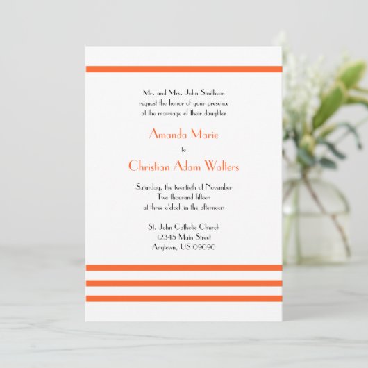 Invitations de mariage à la mode (orange) (Debout devant)
