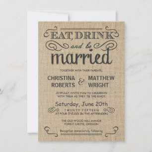 Invitations de mariage à la mode rustique Burlap