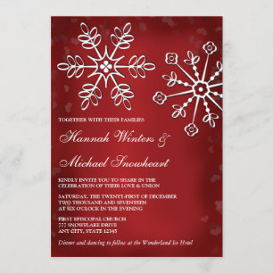 Invitations de mariage à la neige rouge et blanche