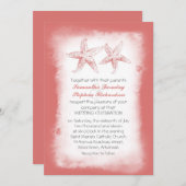 Invitations de mariage à la plage de corail blanc (Devant / Derrière)