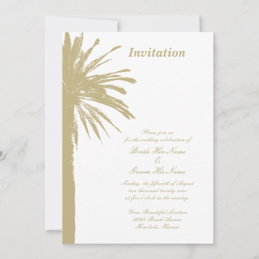 Invitations de mariage à la plage de palmiers chic (Devant)