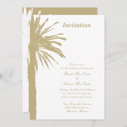 Invitations de mariage à la plage de palmiers chic (Devant / Derrière)