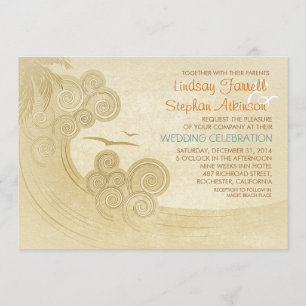 Invitations de mariage à la plage des vagues de me