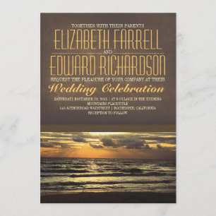 Invitations de mariage à la plage moderne avec la