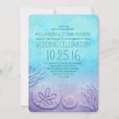 Invitations de mariage à la plage Ombre - bleu tur (Devant)