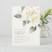 Invitations de mariage à la rose blanche (Debout devant)