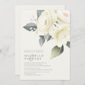Invitations de mariage à la rose blanche (Devant / Derrière)