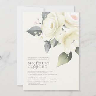 Invitations de mariage à la rose blanche