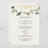 Invitations de mariage à la rose blanche (Devant / Derrière)