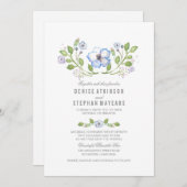 Invitations de mariage à l'aquarelle bleue (Devant / Derrière)