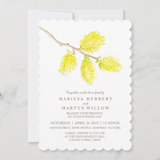 Invitations de mariage à l'aquarelle de chat jaune (Devant)