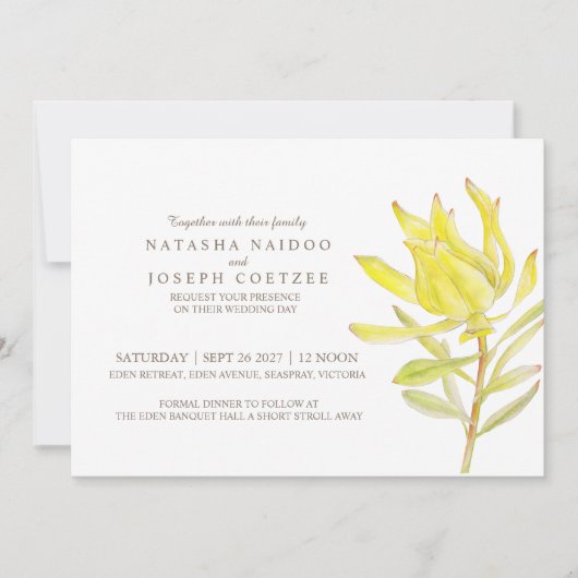Invitations de mariage à l'aquarelle jaune (Devant)