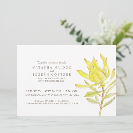 Invitations de mariage à l'aquarelle jaune (Debout devant)