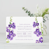 Invitations de mariage à l'aquarelle violette (Debout devant)