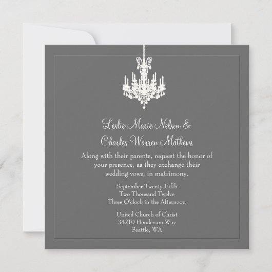 Invitations de mariage à l'élégance du chandelier (Devant)