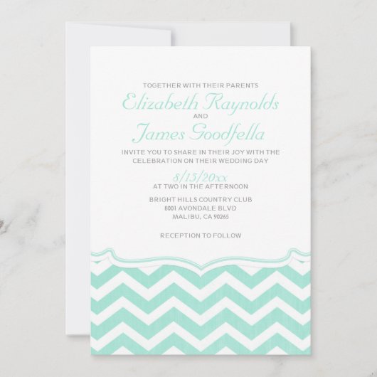 Invitations de mariage à l'élégante Chevron Zigzag (Devant)
