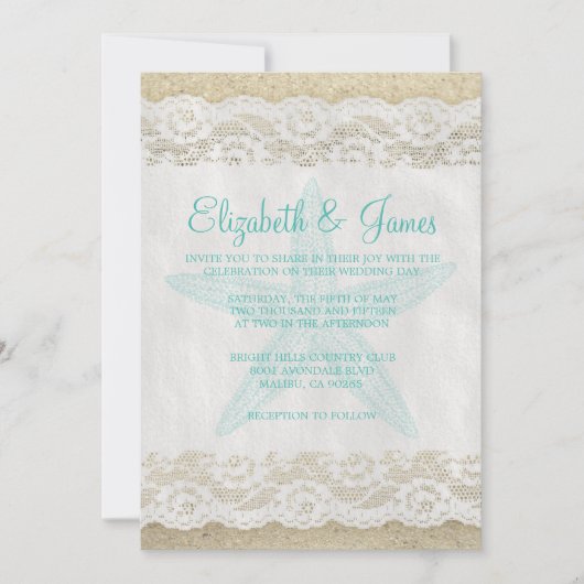 Invitations de mariage à l'étoile de mer (Devant)