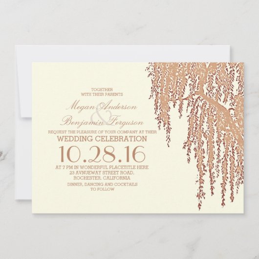 Invitations de mariage à l'extérieur du Willow tre (Devant)