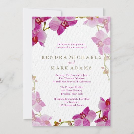 Invitations de mariage à l'orchidée (Devant)
