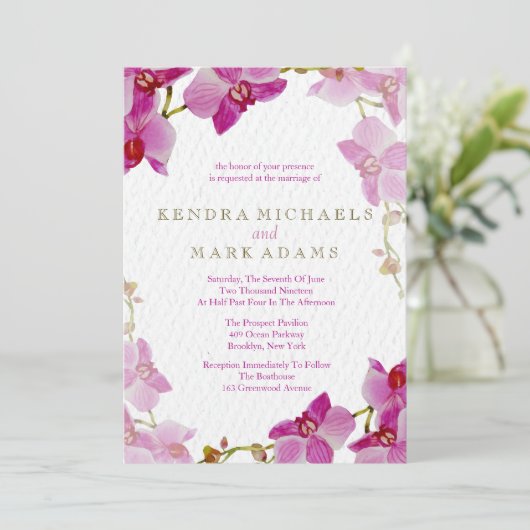 Invitations de mariage à l'orchidée (Debout devant)