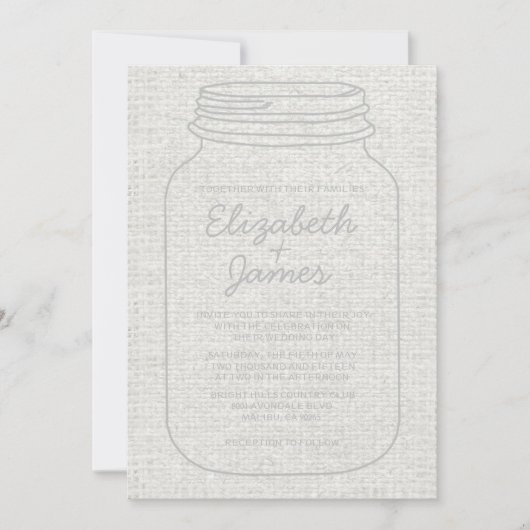 Invitations de mariage à Mason Jar Burlap (Devant)