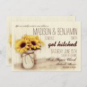 Invitations de mariage à Mason Jar Sunflower (Devant / Derrière)