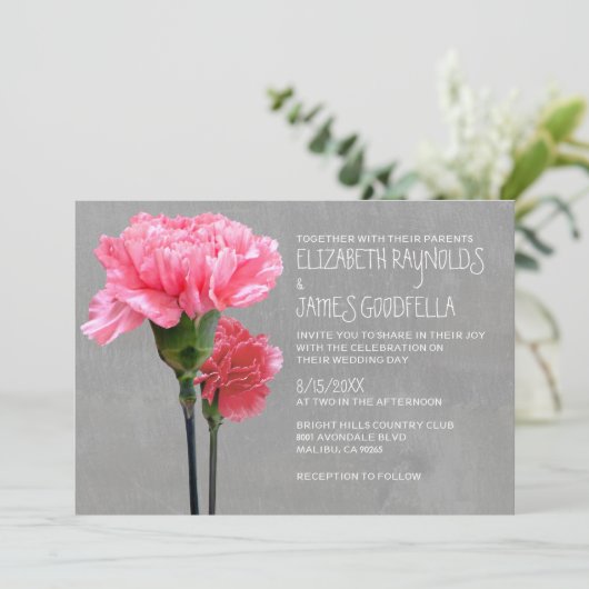 Invitations de mariage à mini-carnation (Debout devant)