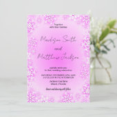 Invitations de mariage à neige rose hiver (Debout devant)