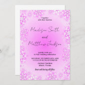 Invitations de mariage à neige rose hiver (Devant / Derrière)
