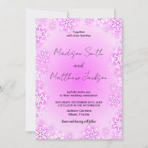 Invitations de mariage à neige rose hiver