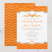Invitations de mariage à Orange Zigzag (Devant / Derrière)