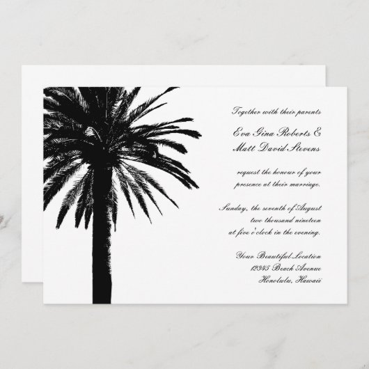 Invitations de mariage à Palm Tree | invitations t (Devant / Derrière)