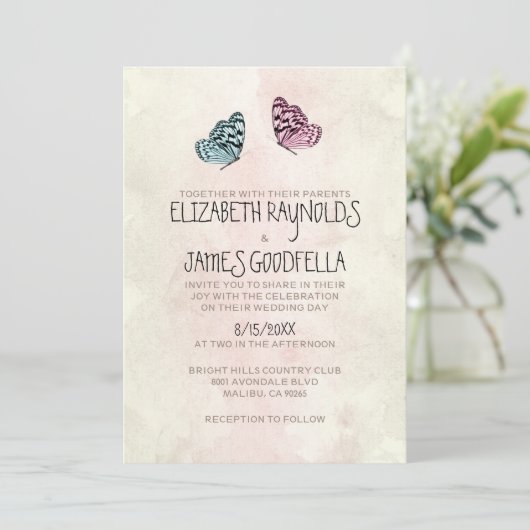 Invitations de mariage à papillon (Debout devant)