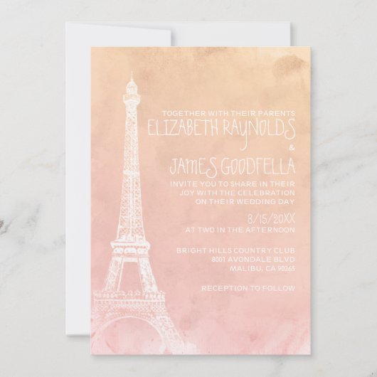 Invitations de mariage à Paris (Devant)